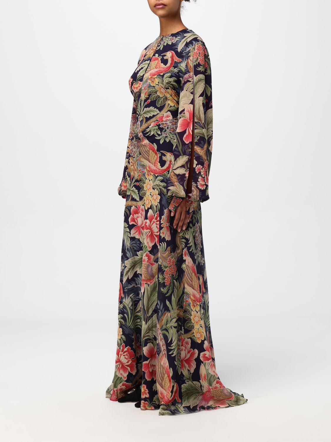 Floral-print silk maxi dress - Black