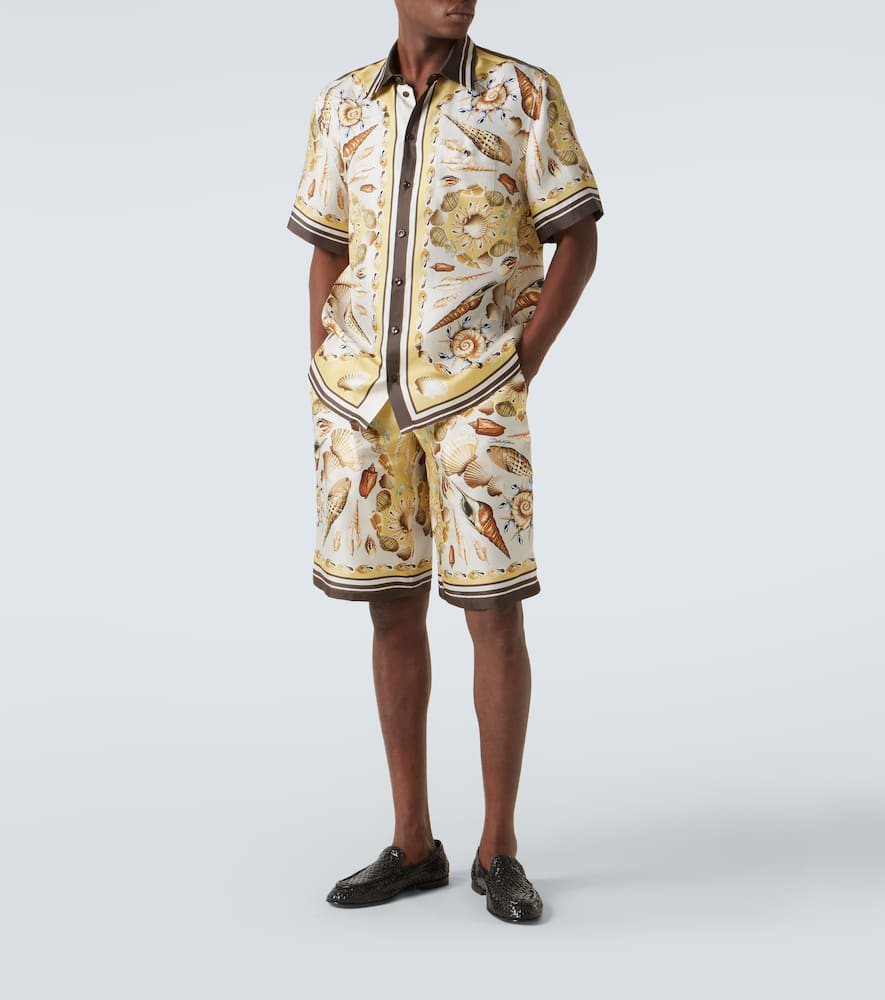 Printed silk twill shorts