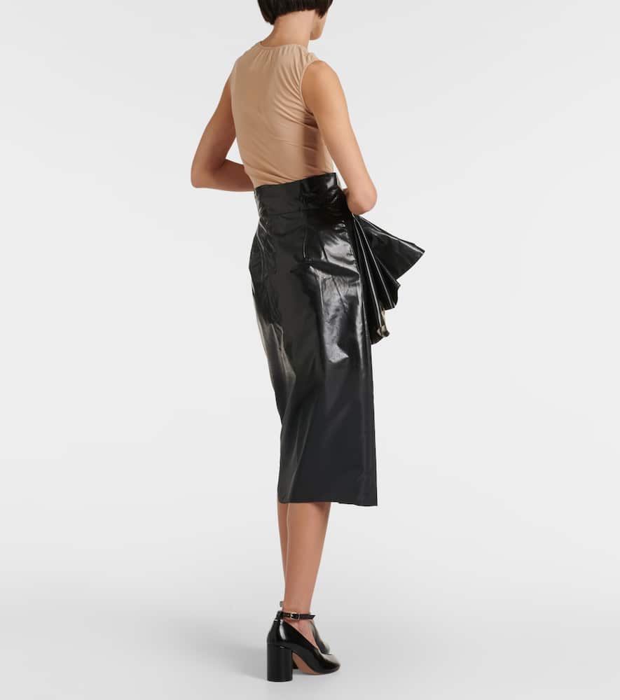 High-rise draped midi skirt