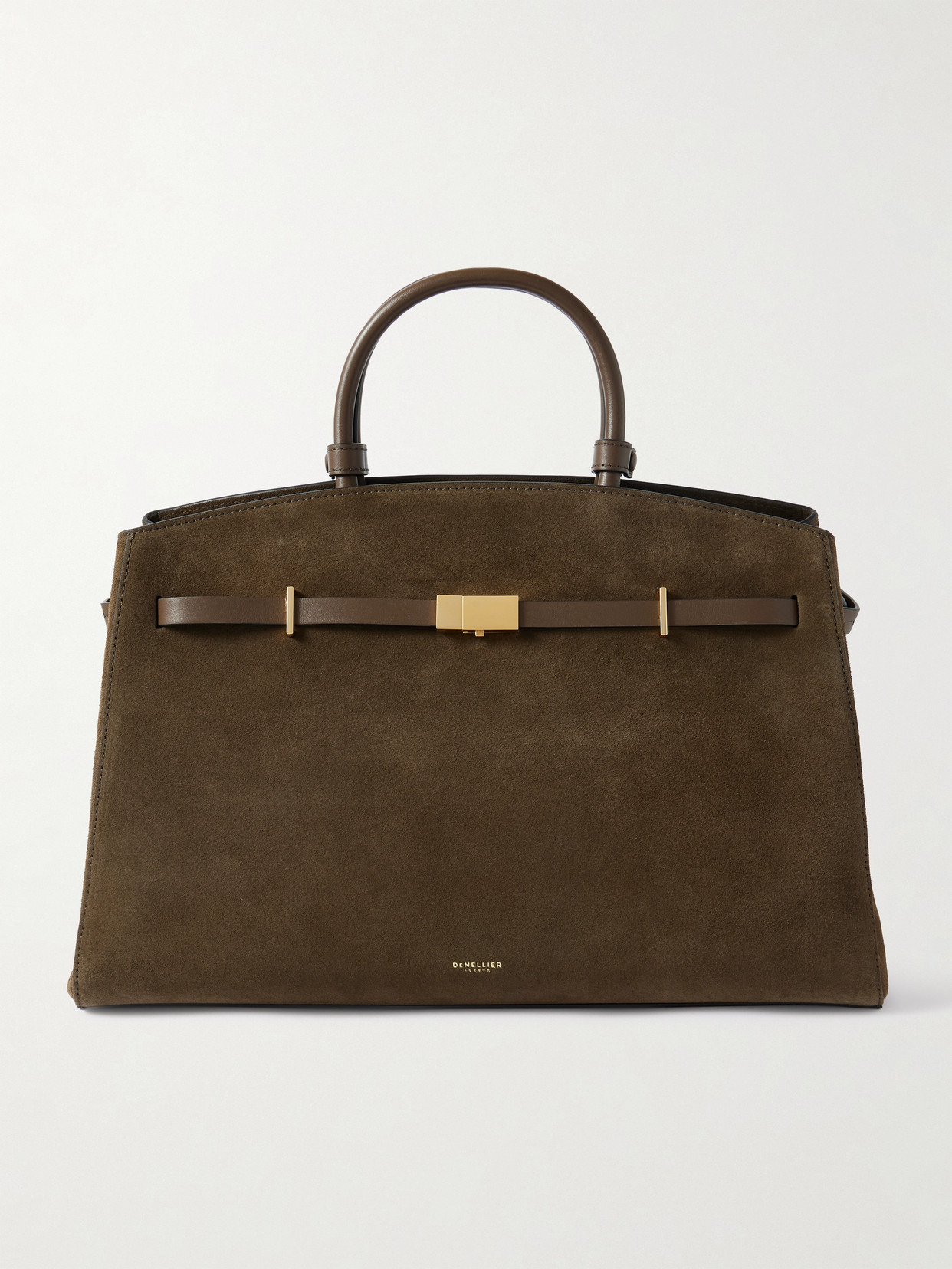 The Hudson Leather-trimmed Suede Tote - Taupe