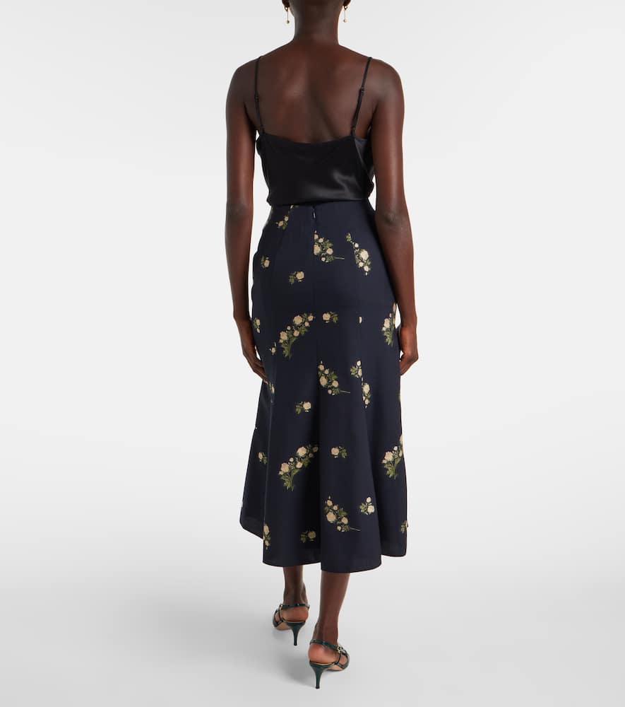 Floral jacquard midi skirt