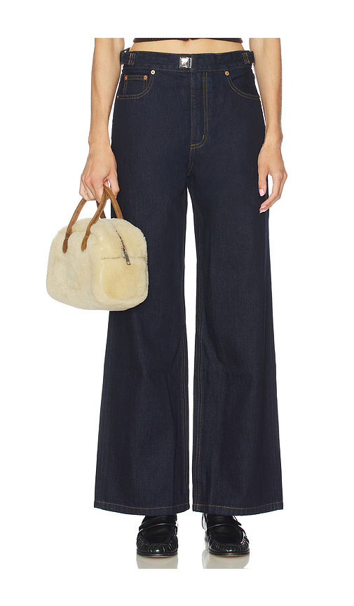 Still Here Buckle Wide Leg Jeans in Blue. 28. Also