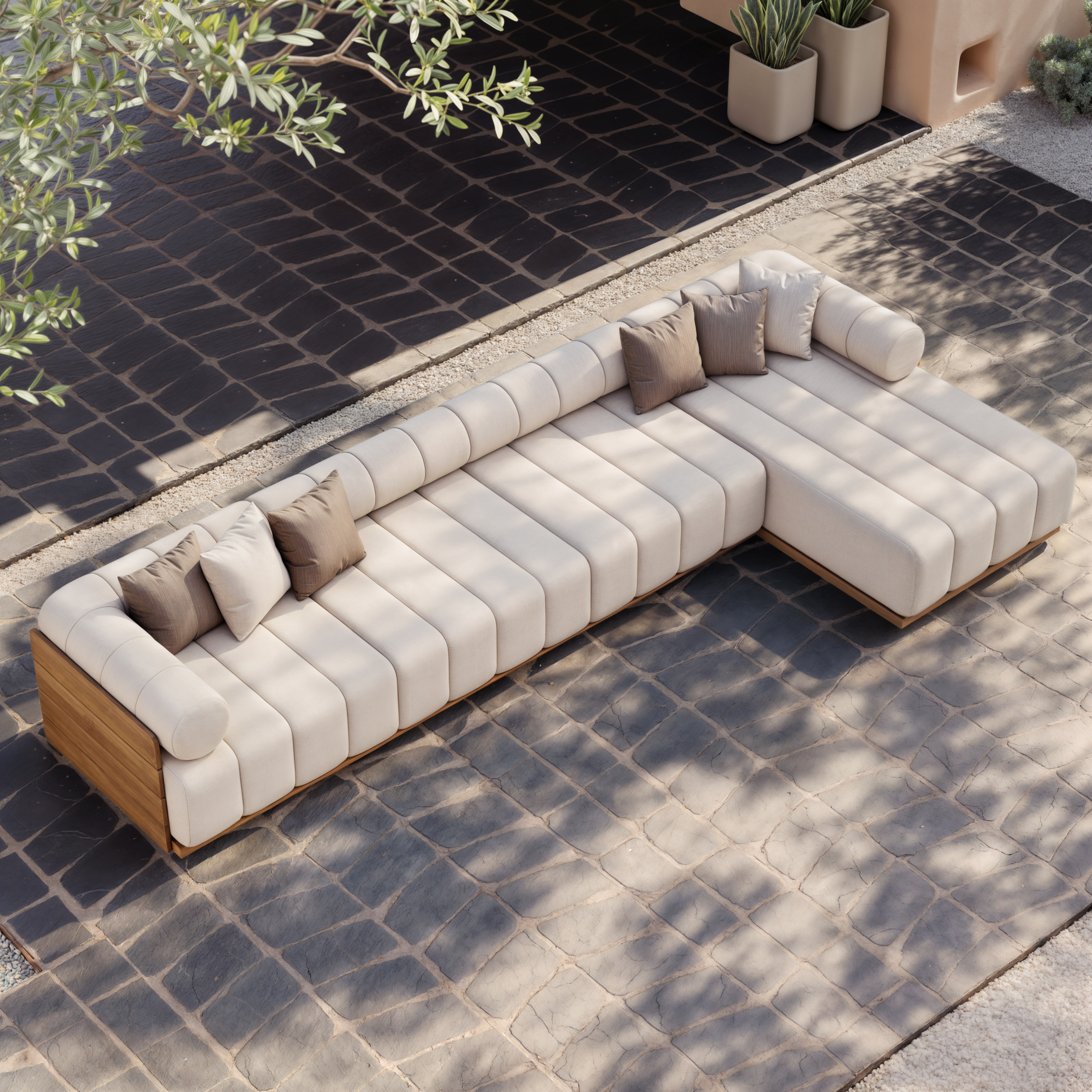 4-Pieces Modular Teak Outdoor Sofa Set