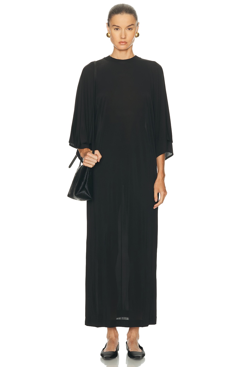 House of Dagmar Jersey Kimono Dress in Black - Black. XS also in L