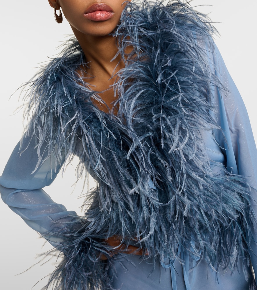 Oséree Feather-trimmed blouse