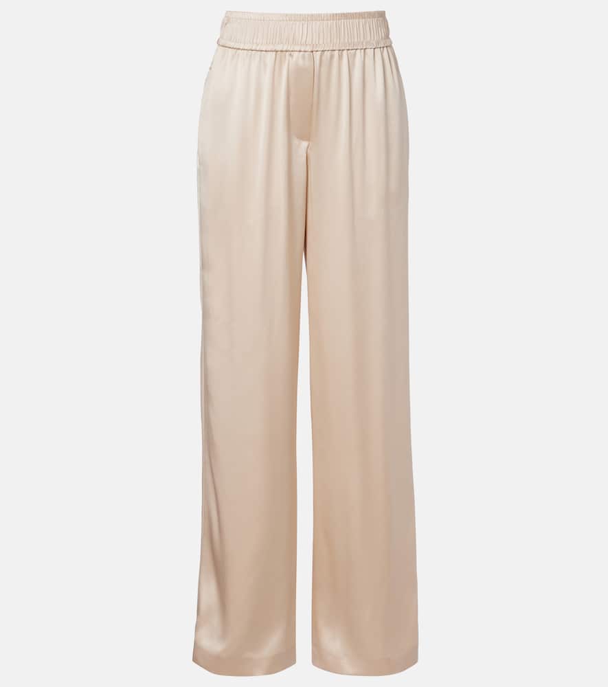 Silk-blend satin wide-leg pants