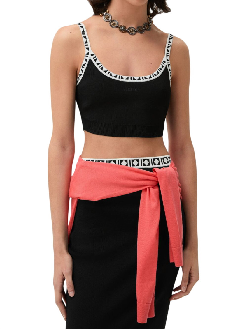 Versace - viscose blend crop top elastic he