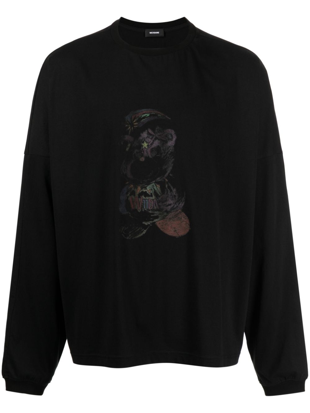 Cartoon-print cotton T-shirt - Black