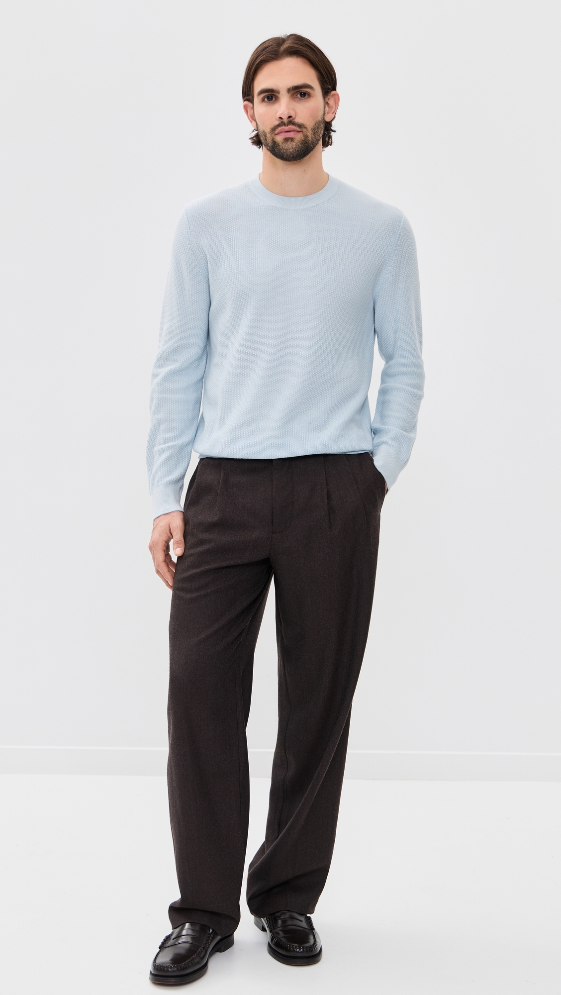 Geo Jacquard Crew Sweater Whitecap/Classic Cream