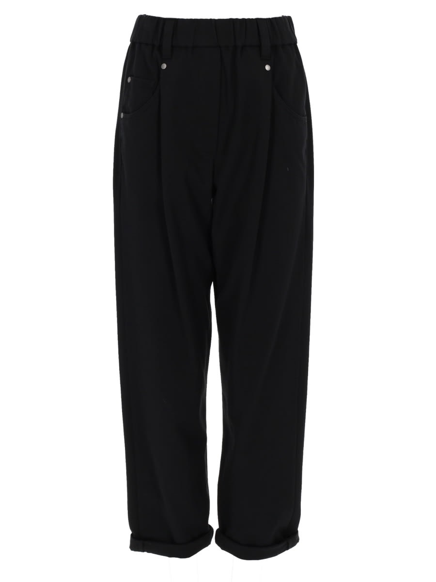 Cropped straight-leg trousers - Black