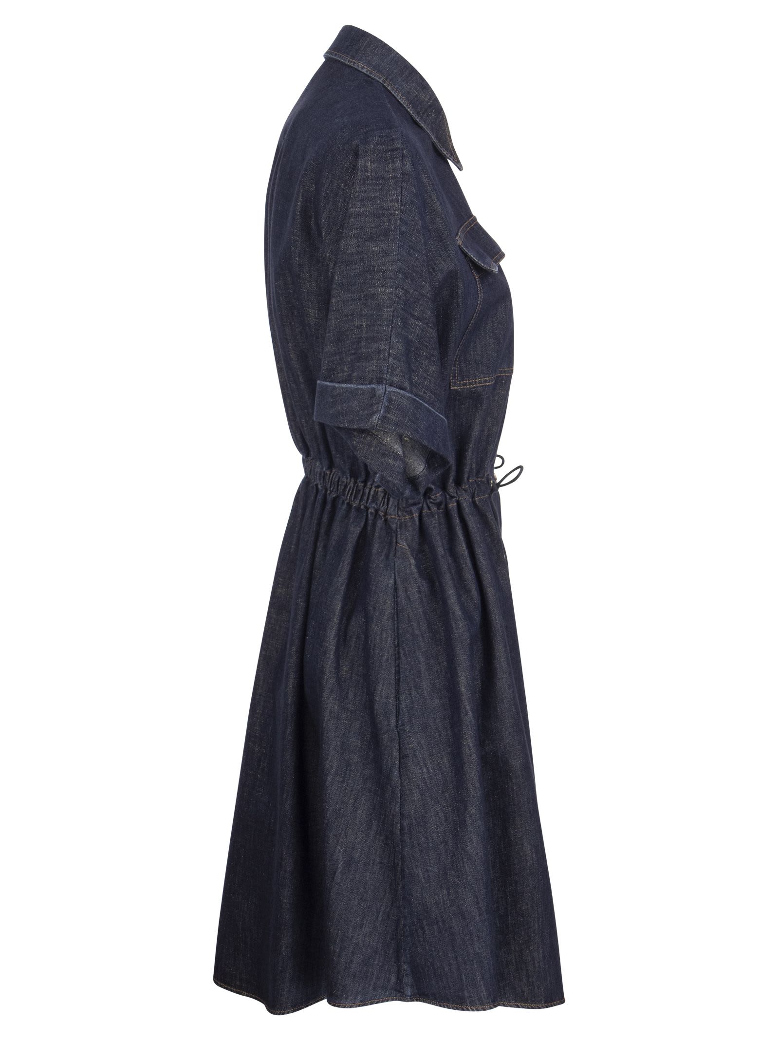 Denim midi shirt dress