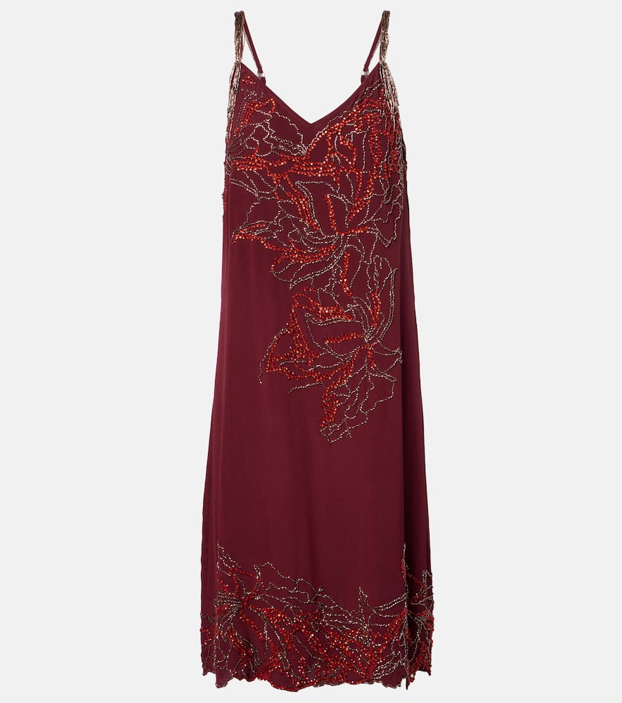 Beaded silk slip dress