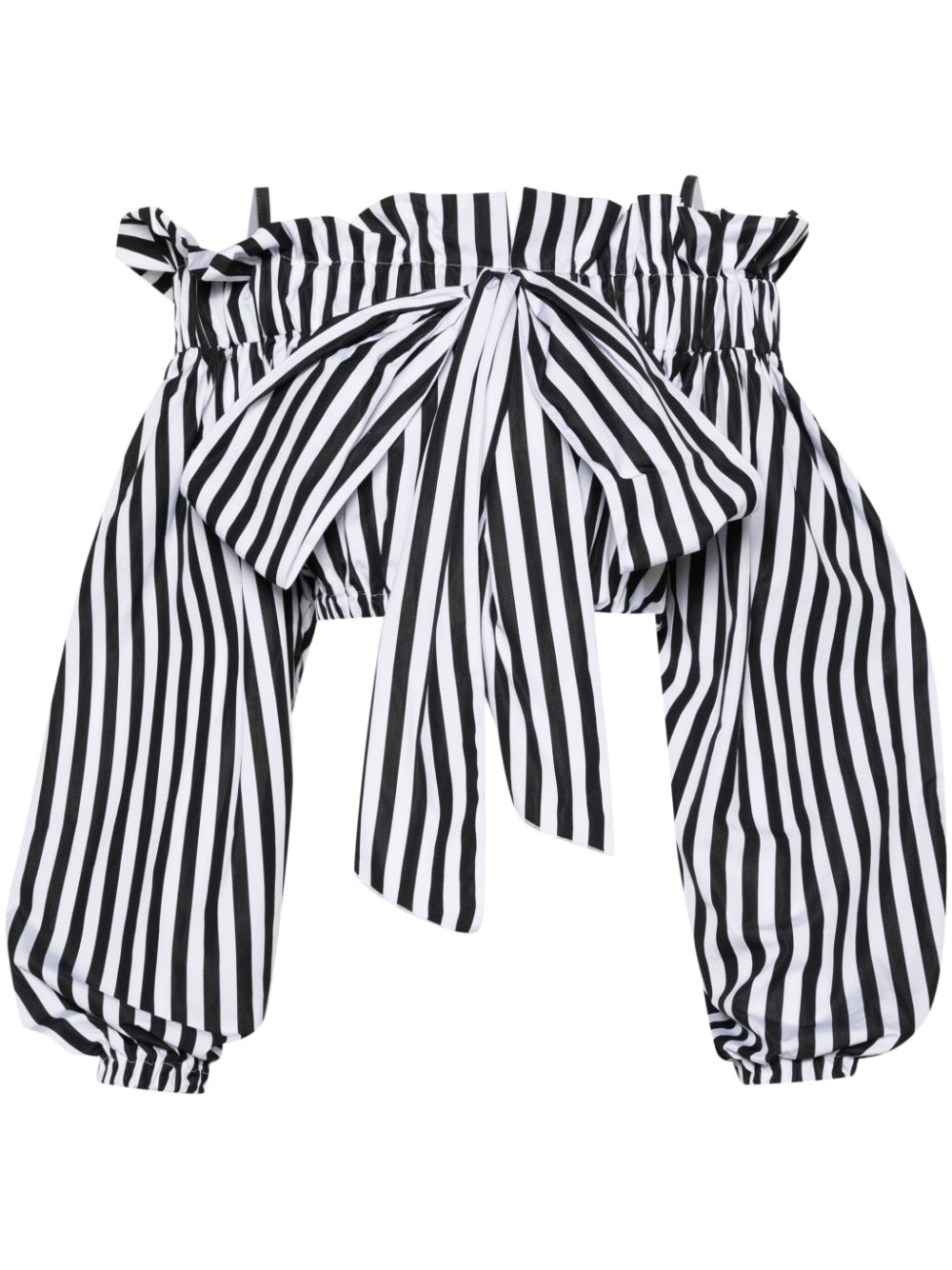 Striped cropped blouse - Black