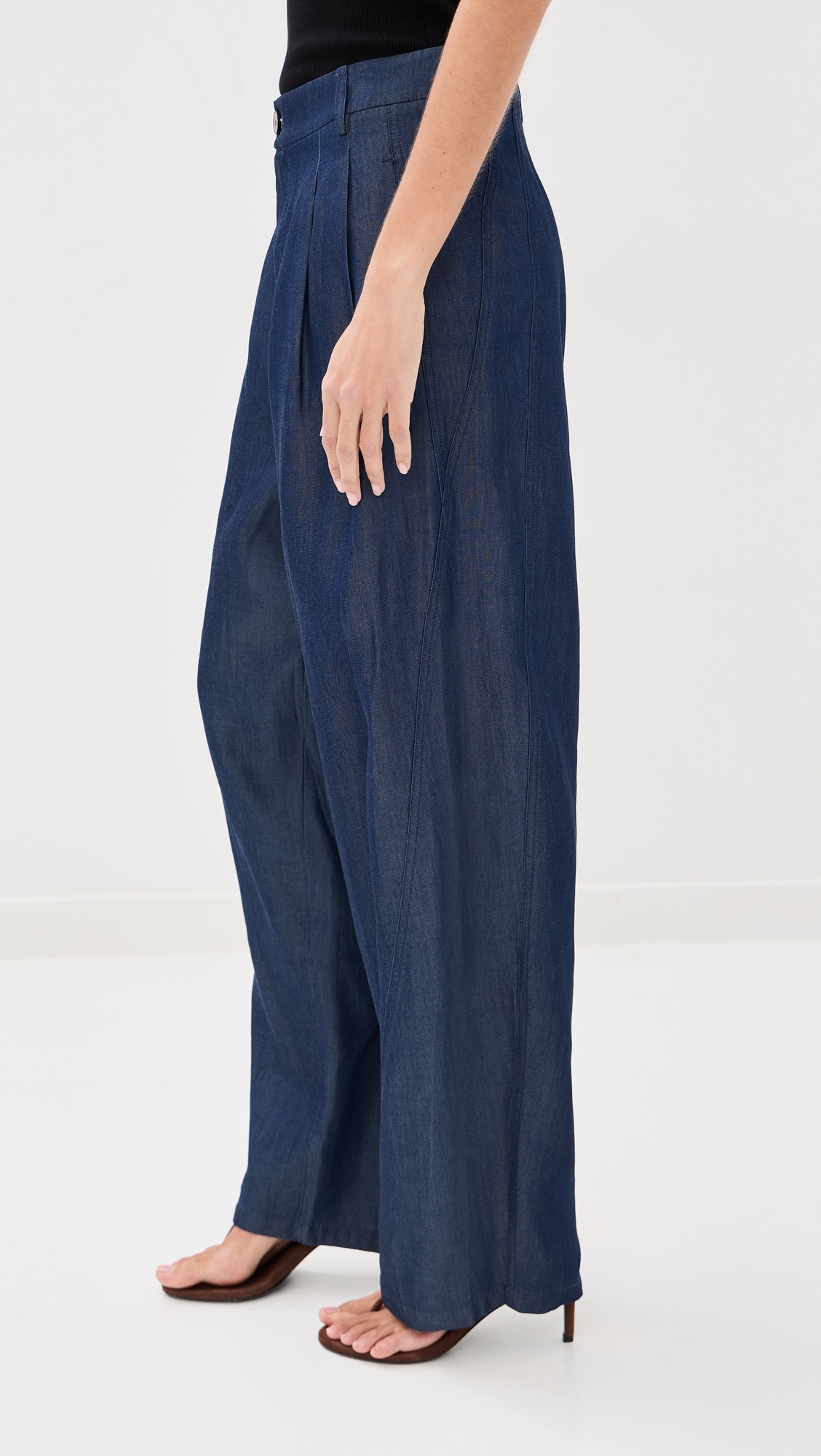 Phebe Chambray Wide Leg Pants Blue Denim