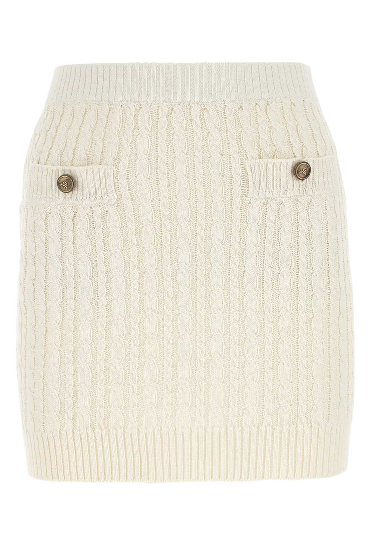 Ivory Cotton Blend Mini Skirt