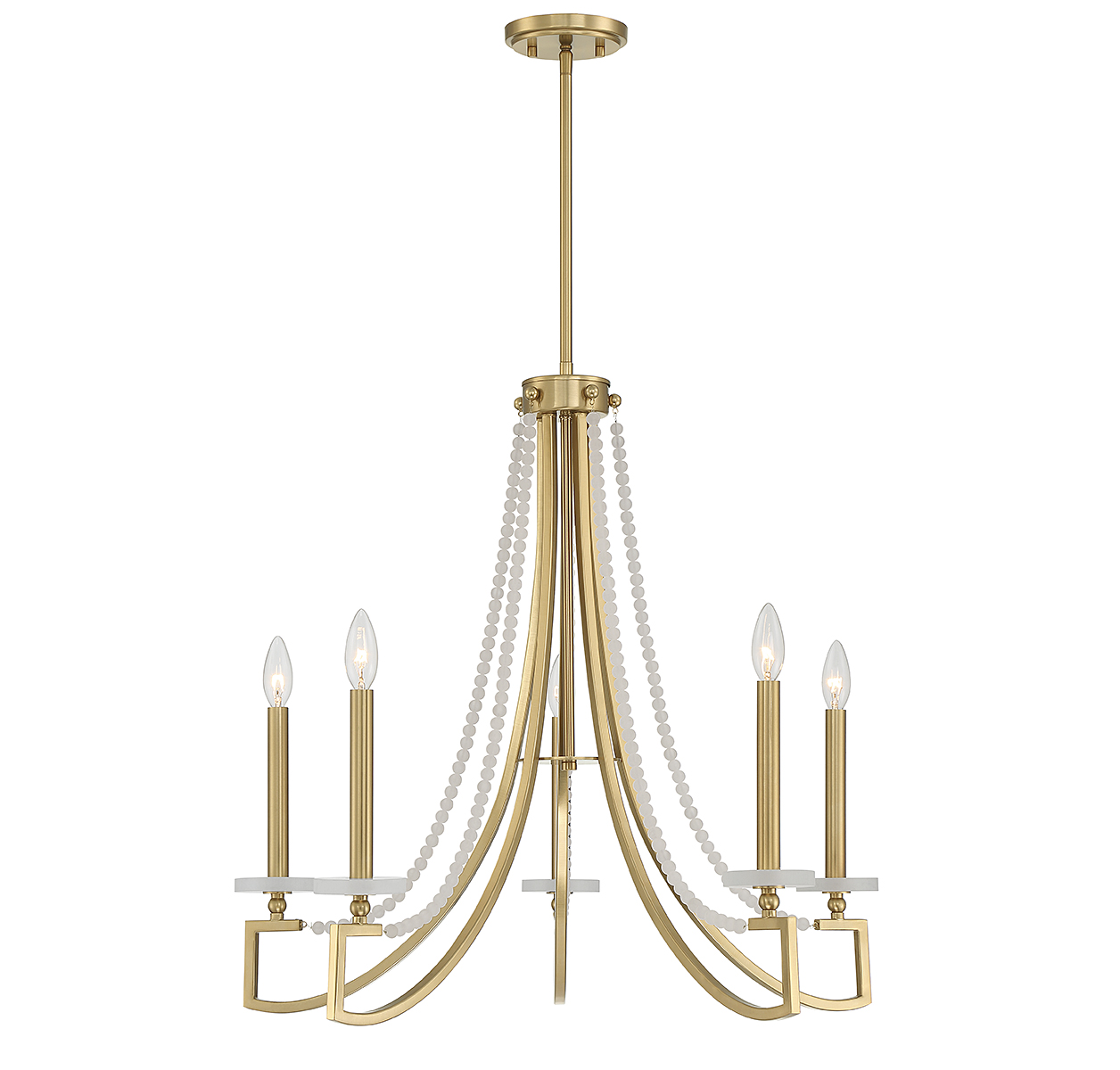 Warm Brass Five Light Chandelier from the Helen Collection