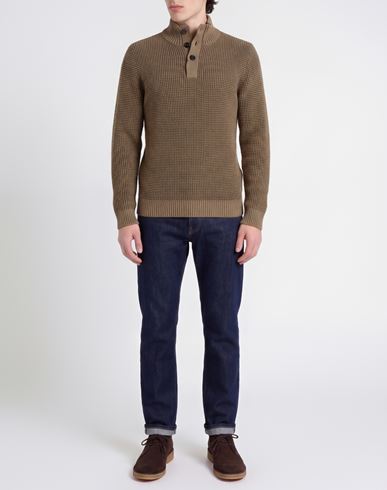 Man Sweater Khaki Size L Acrylic, Cotton