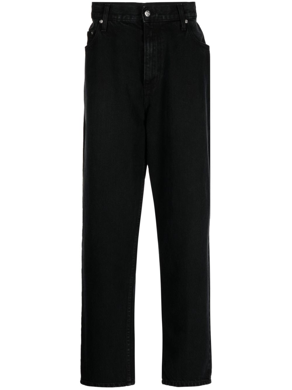 Logo-patch cotton wide-leg jeans - Black
