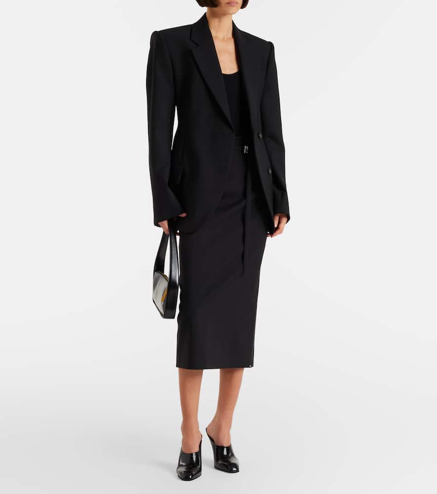High-rise virgin wool midi skirt