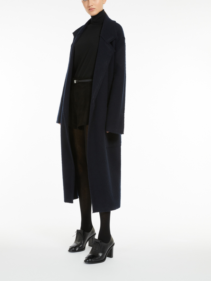Navy Blue Jene Wool Knit Coat