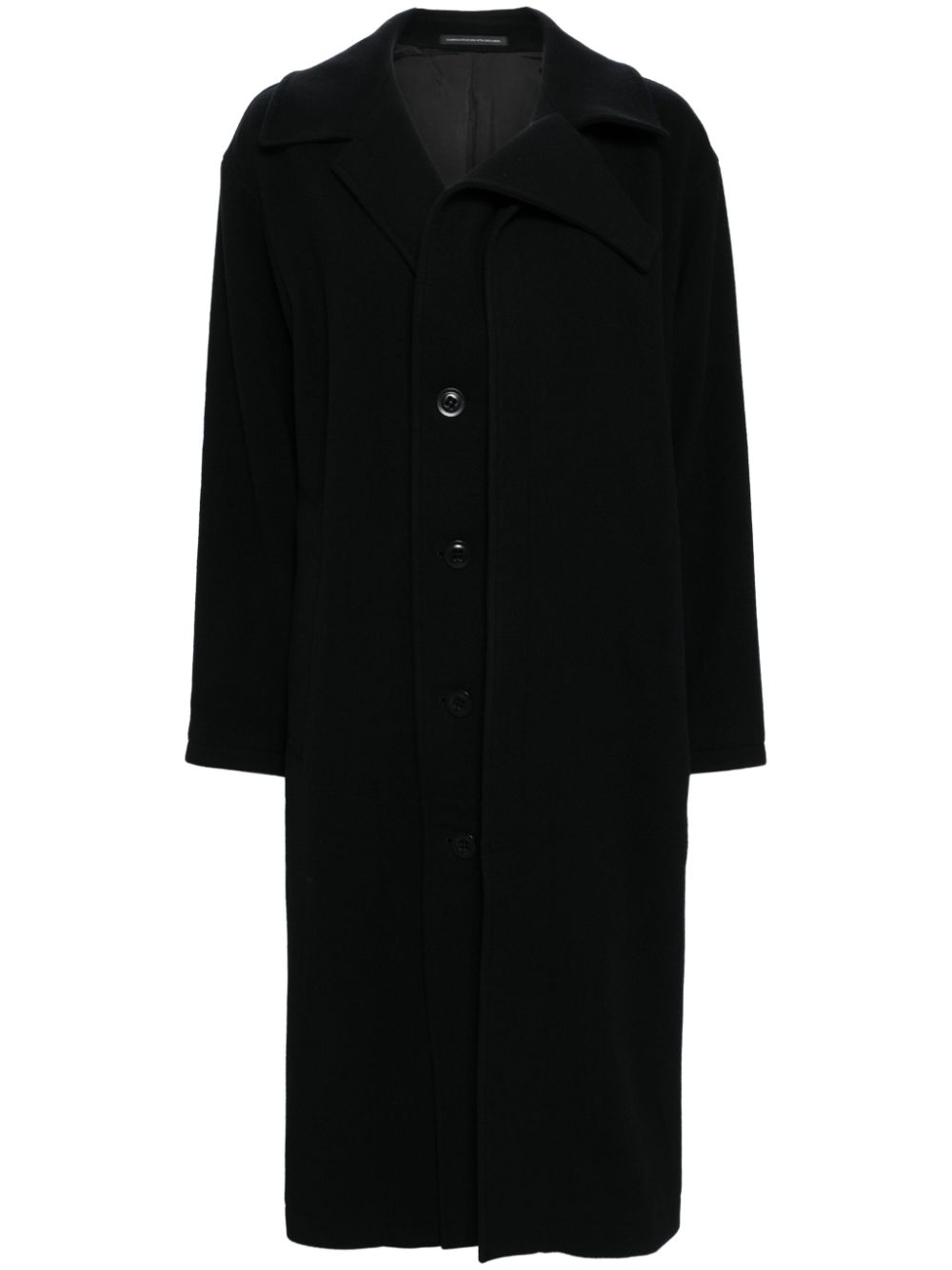 Wool single-breasted coat - Black