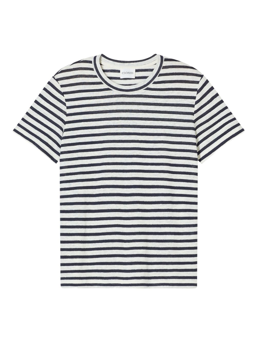 Closed linen striped T-shirt - White