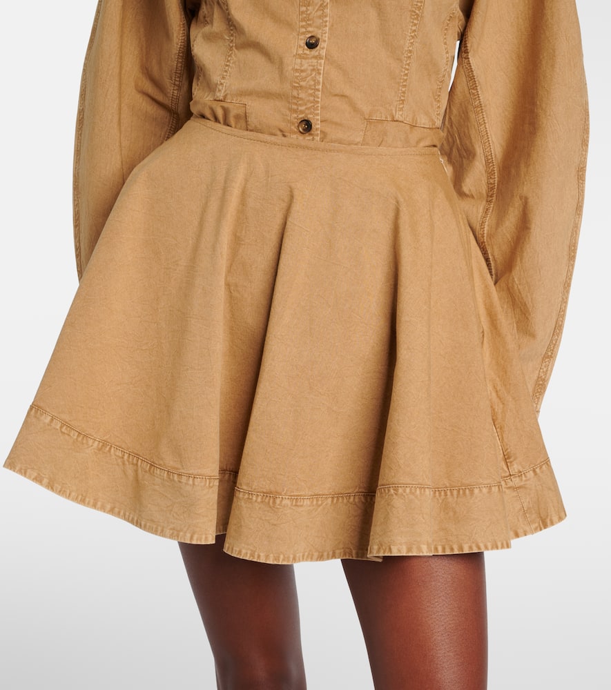 Flared cotton-blend miniskirt