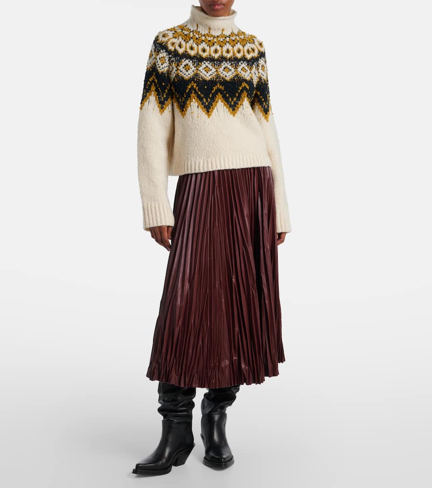 Rosalyn plissé faux leather midi skirt