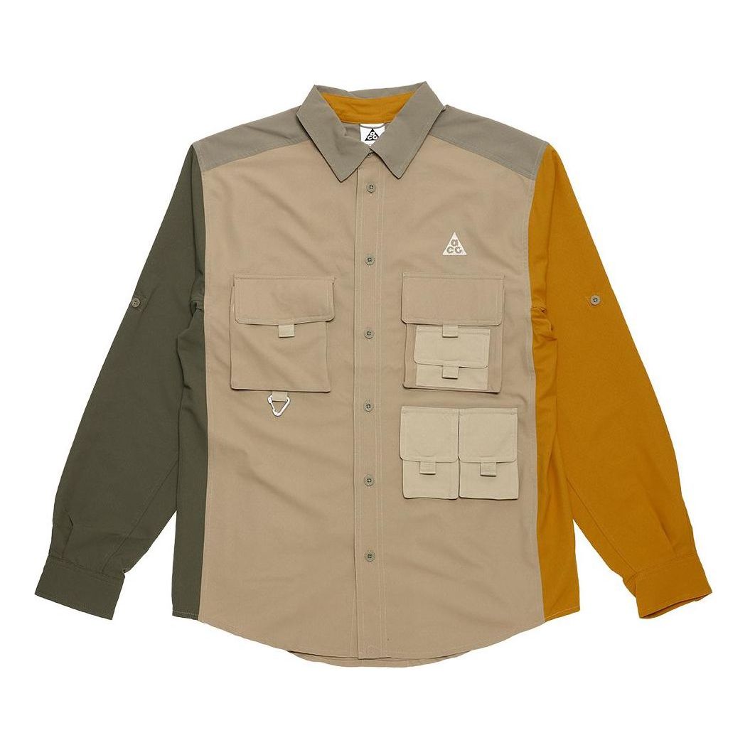 Men's ACG Dri-FIT UV Devastation Trail Multiple Pockets Detail Colorblock Long Sleeves Shirt
