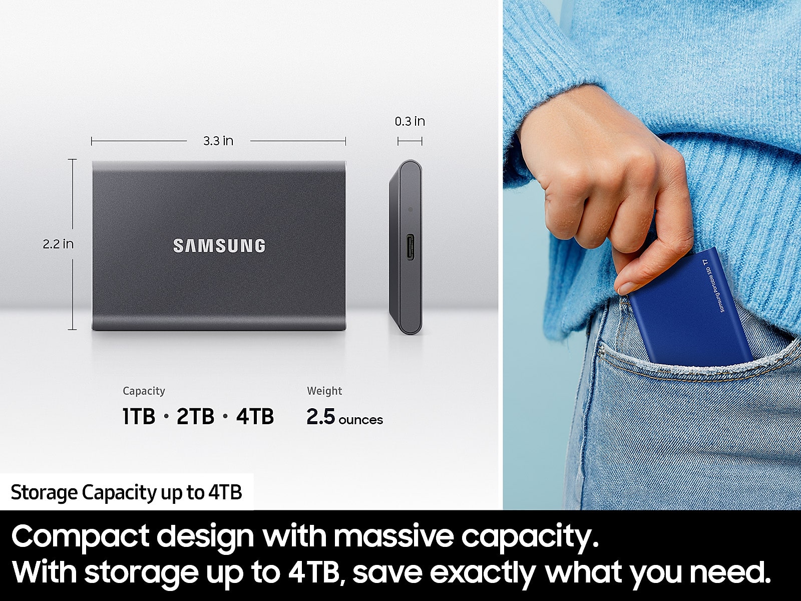 Portable SSD T7 USB 3.2 4TB ( in Grey)(MU-PC4T0T/AM)