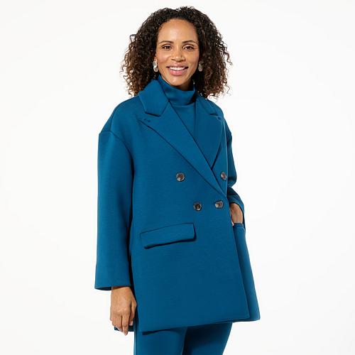 WynneLayers Scuba Knit Unstructured Jacket - Blue