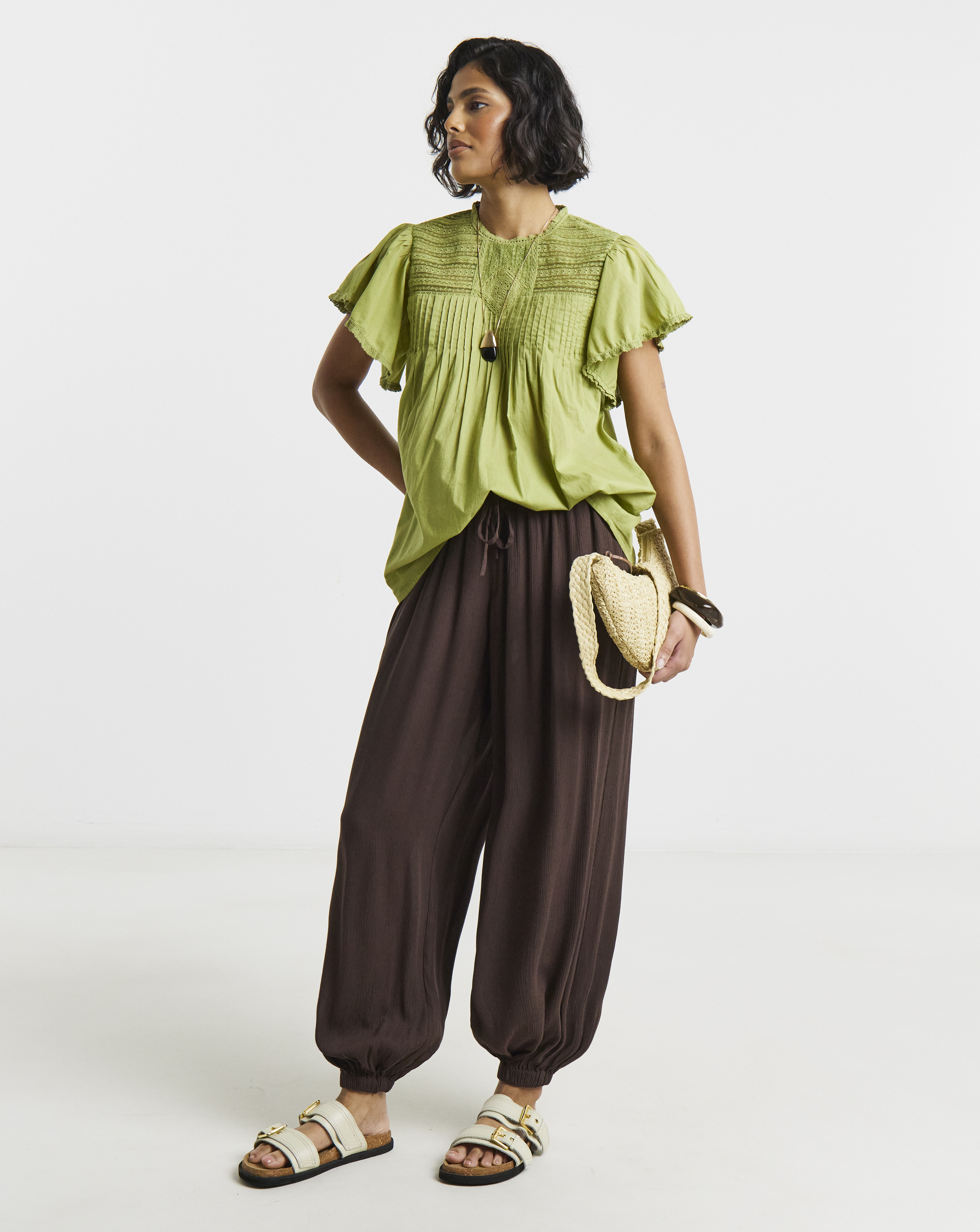 Olive Angel Sleeve Blouse