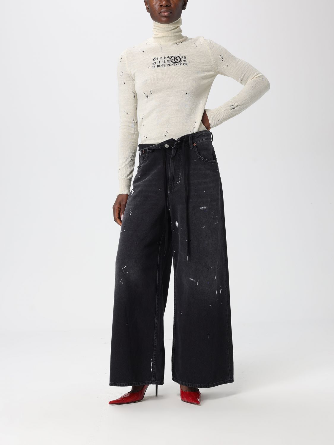 MM6 Maison Margiela Numbers-motif sweater - Neutrals