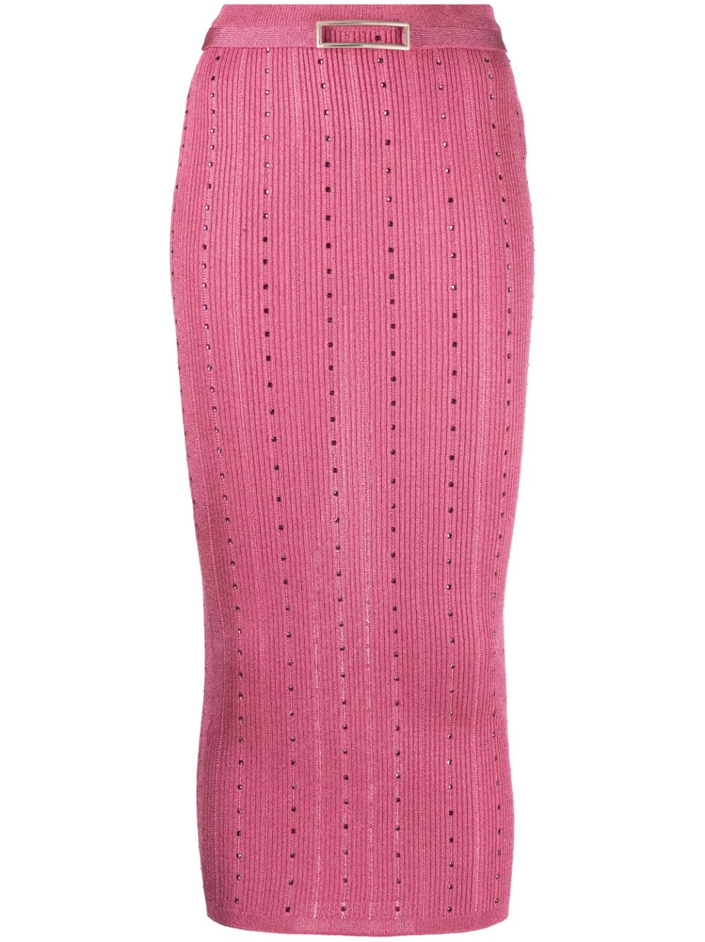 Embellished knitted midi skirt - Pink