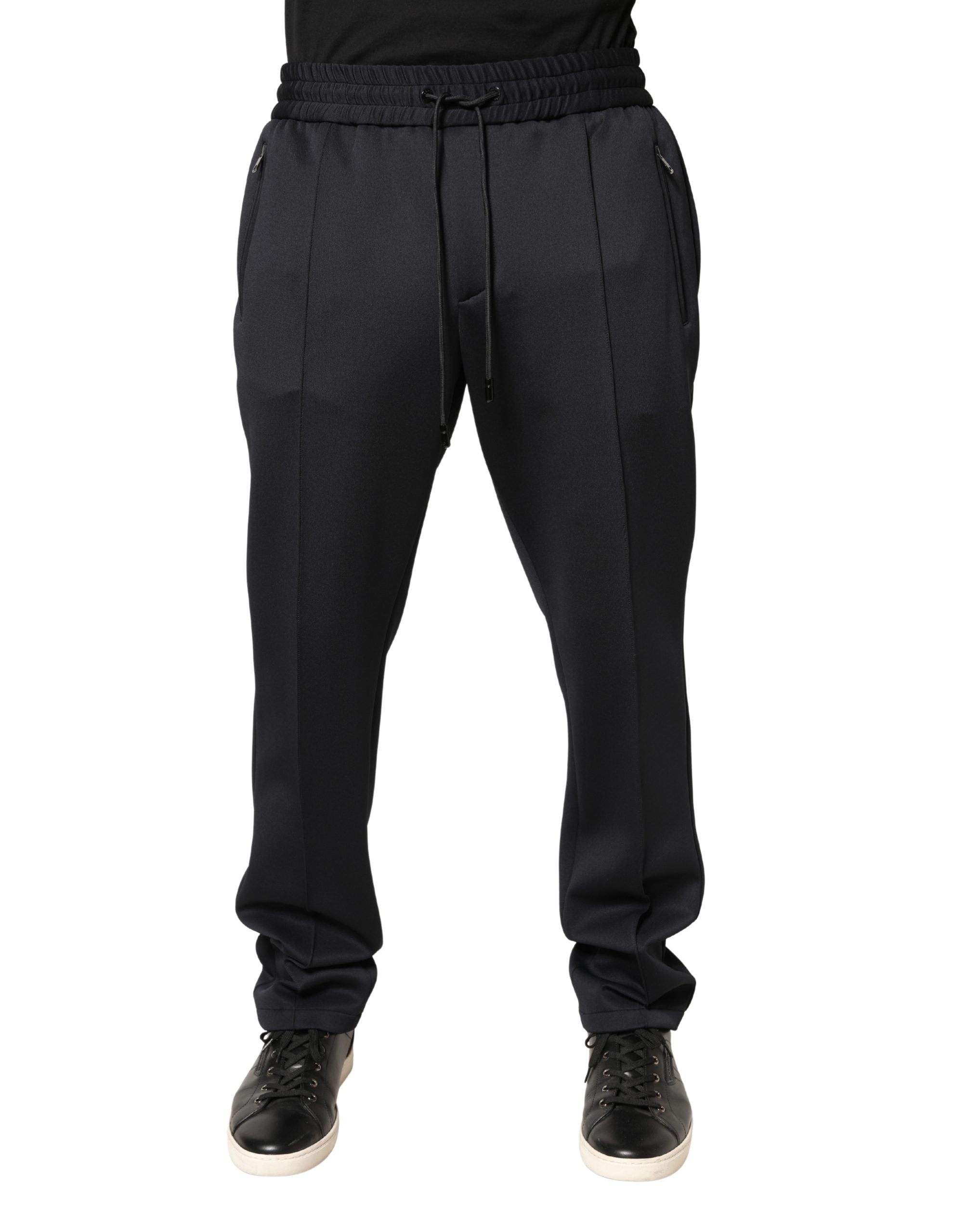 Polyester Drawstring Joggers — Black