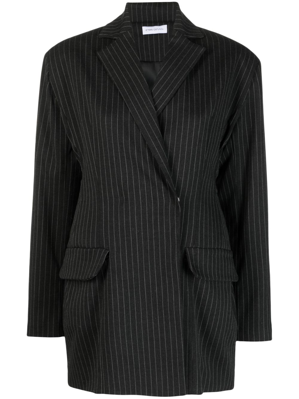 Pinstripe-print wool blazer - Black