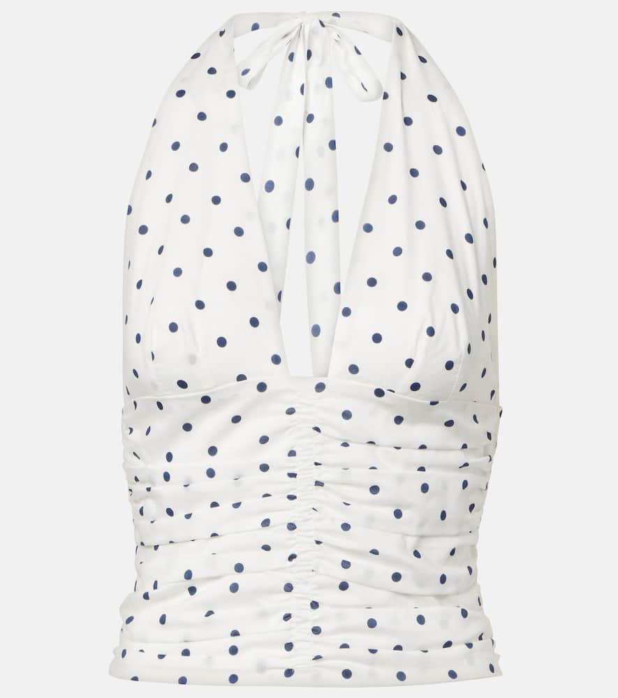 Edie polka-dot halterneck top