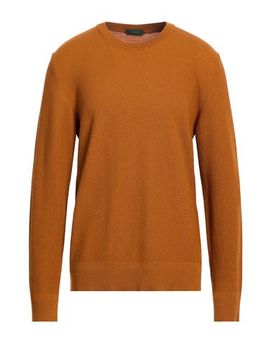 Man Sweater Camel Size 44 Virgin Wool