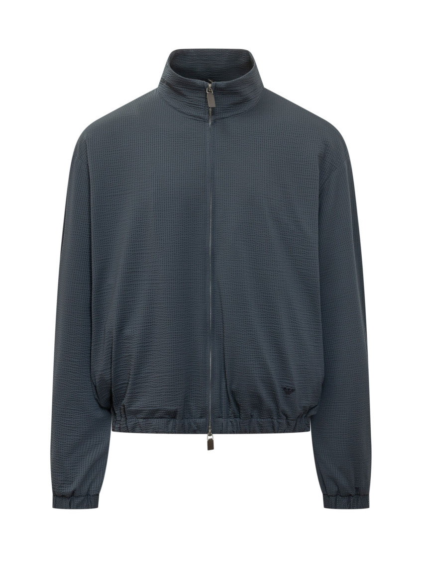 Dark Blue Mock Collar Jacket