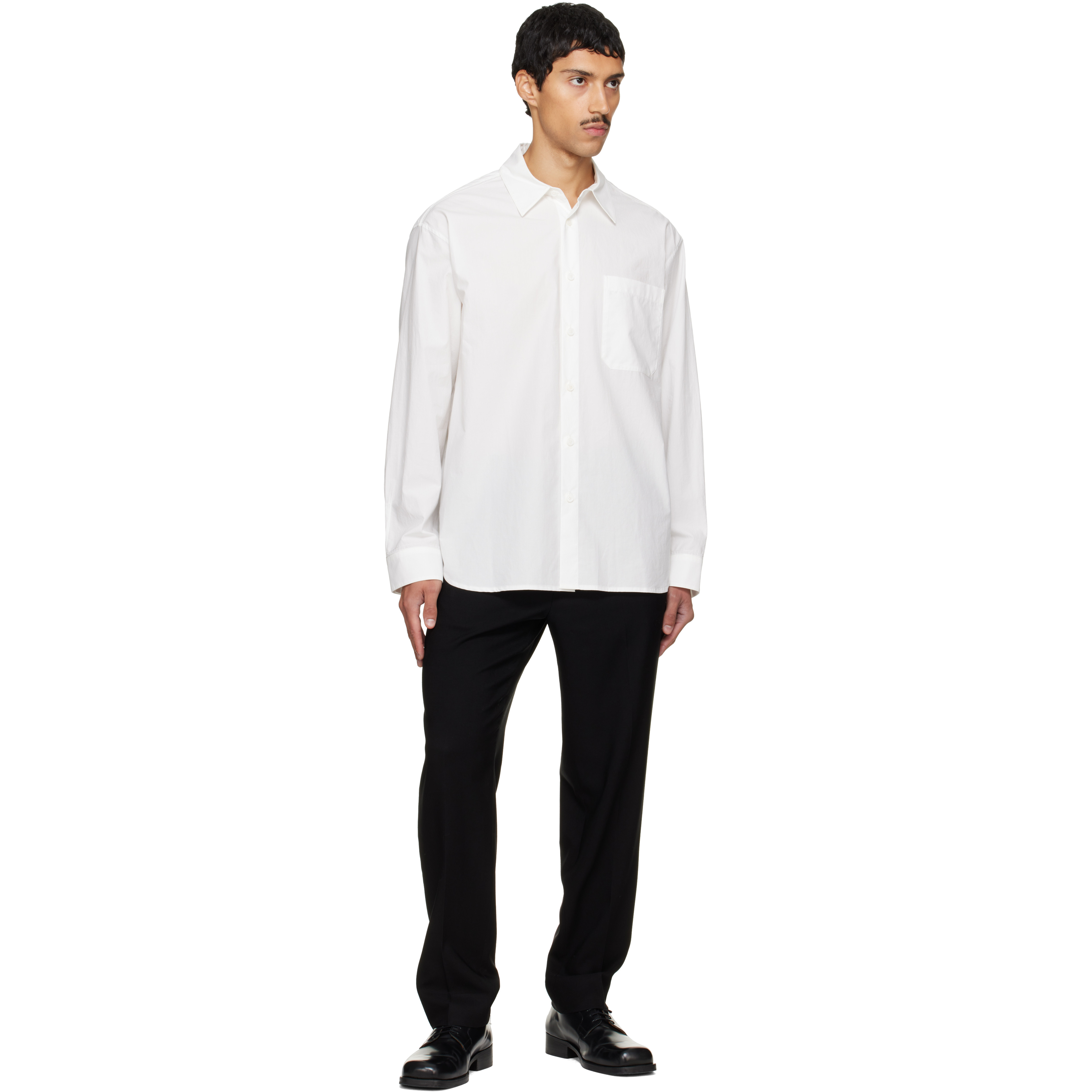 Black Wool Set-Up Trousers