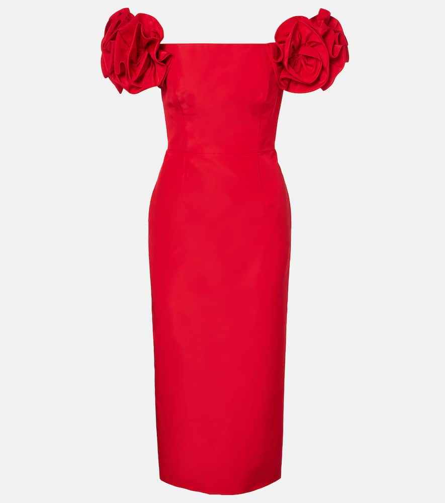 Off-shoulder silk cocktail dress