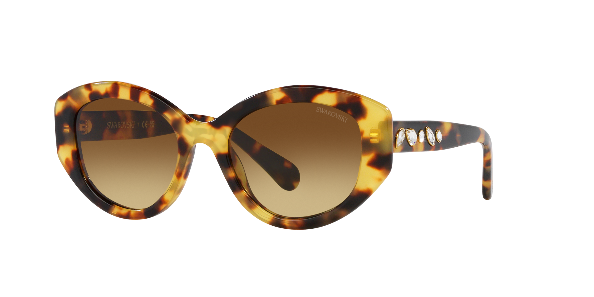 Swarovski Woman Swarovski SK6005 100913 Sunglasses Acetate Turtle Brown Geometric Normal Shaded