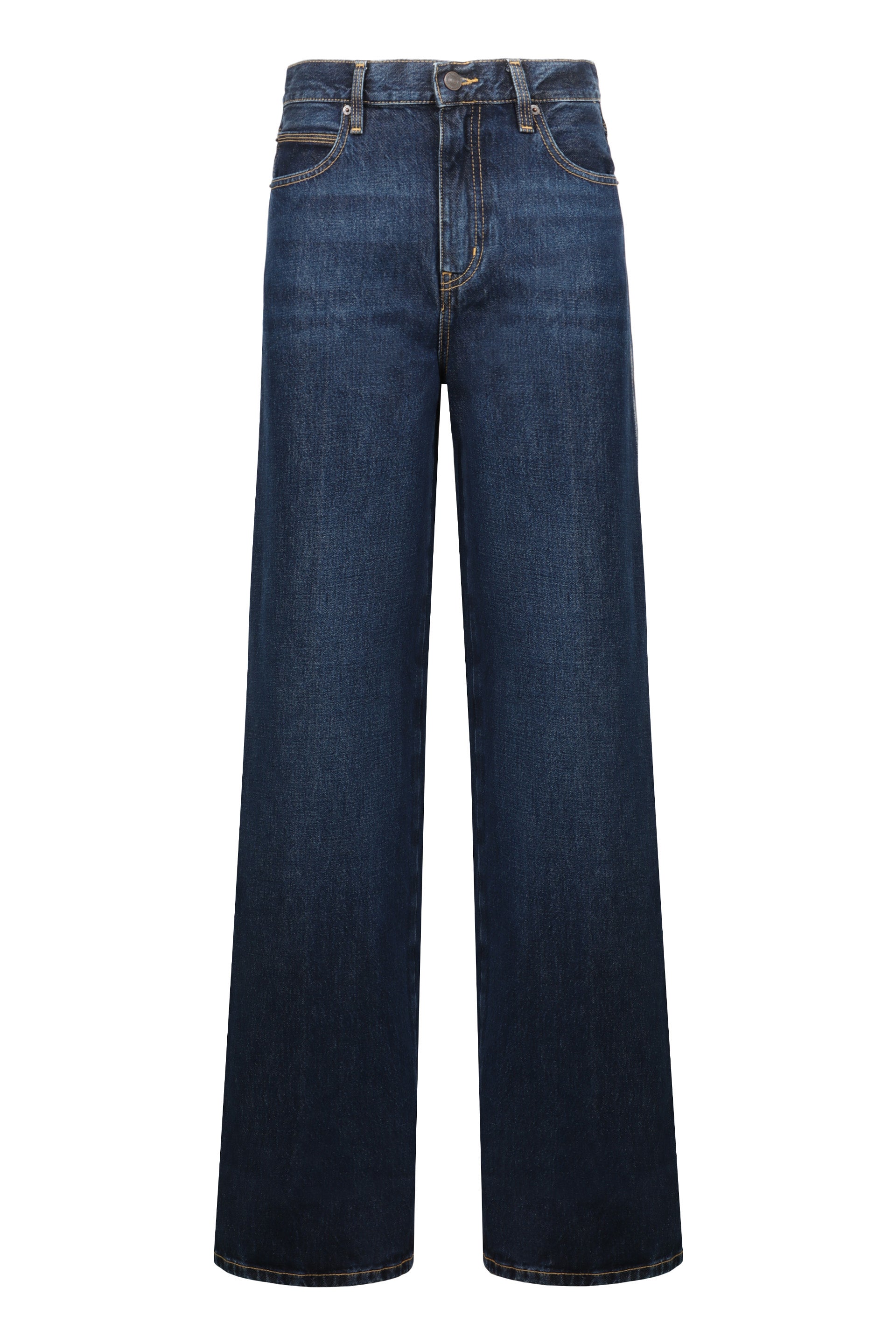The Cuffed Wide Mid-rise Wide-leg Jeans