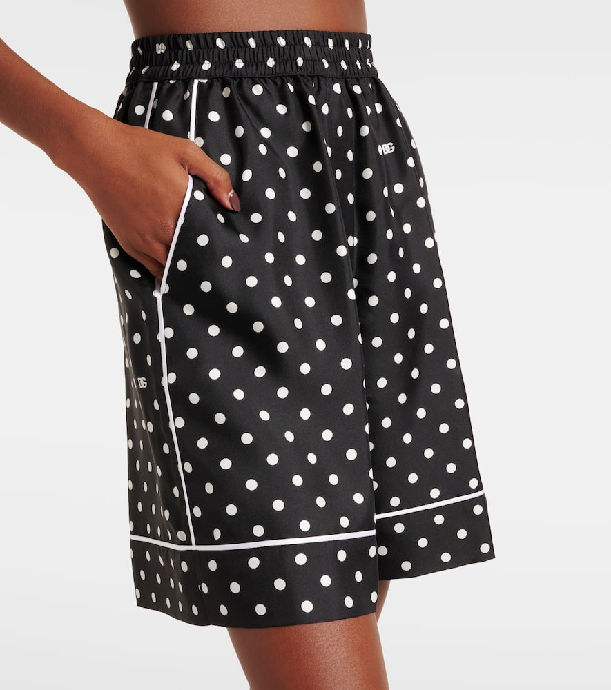 Polka-dot silk twill shorts