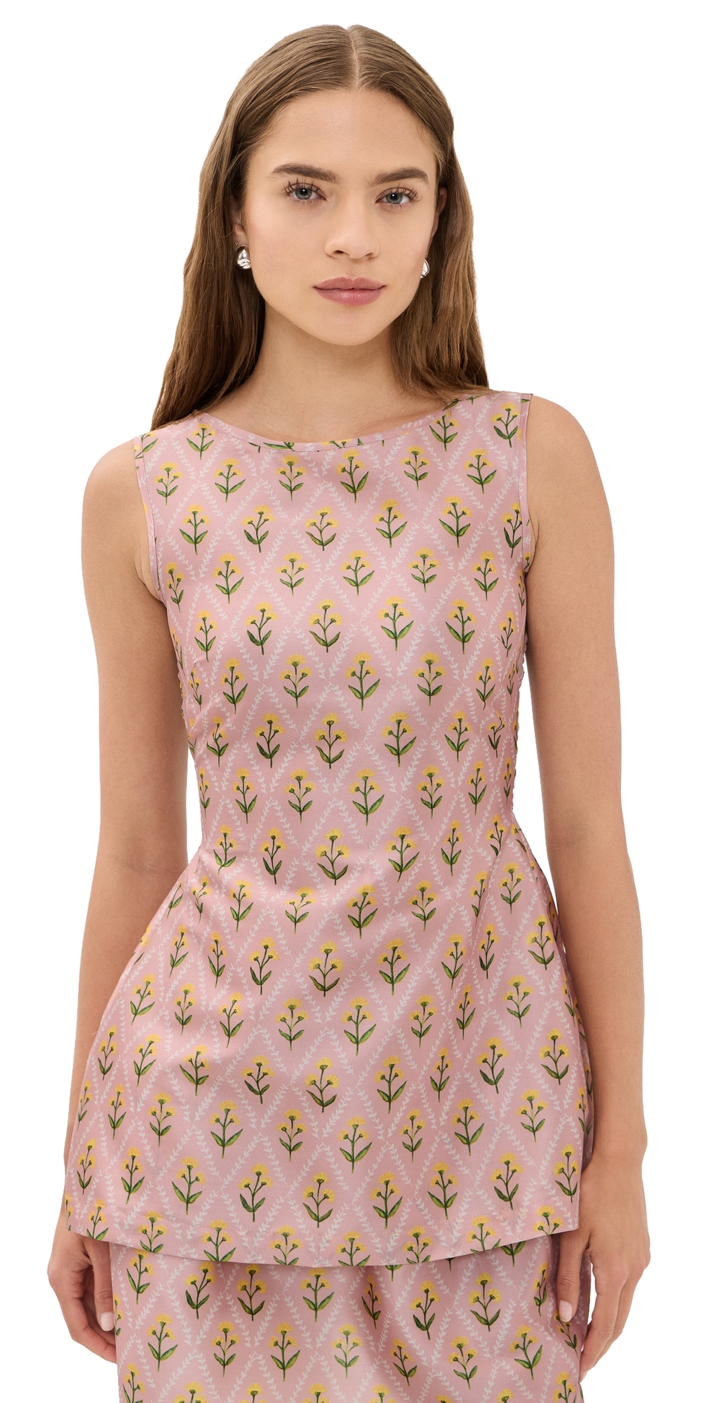 The Celine Top Blush Lattice Floral