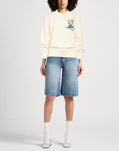 Woman Sweatshirt Cream Size M Cotton