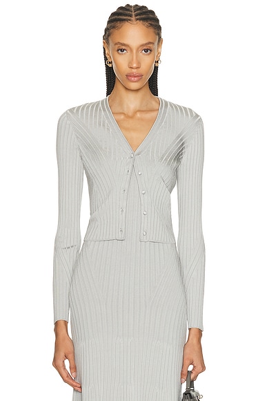Adam Lippes Greer Cardigan in Silver - Metallic Silver. S also in