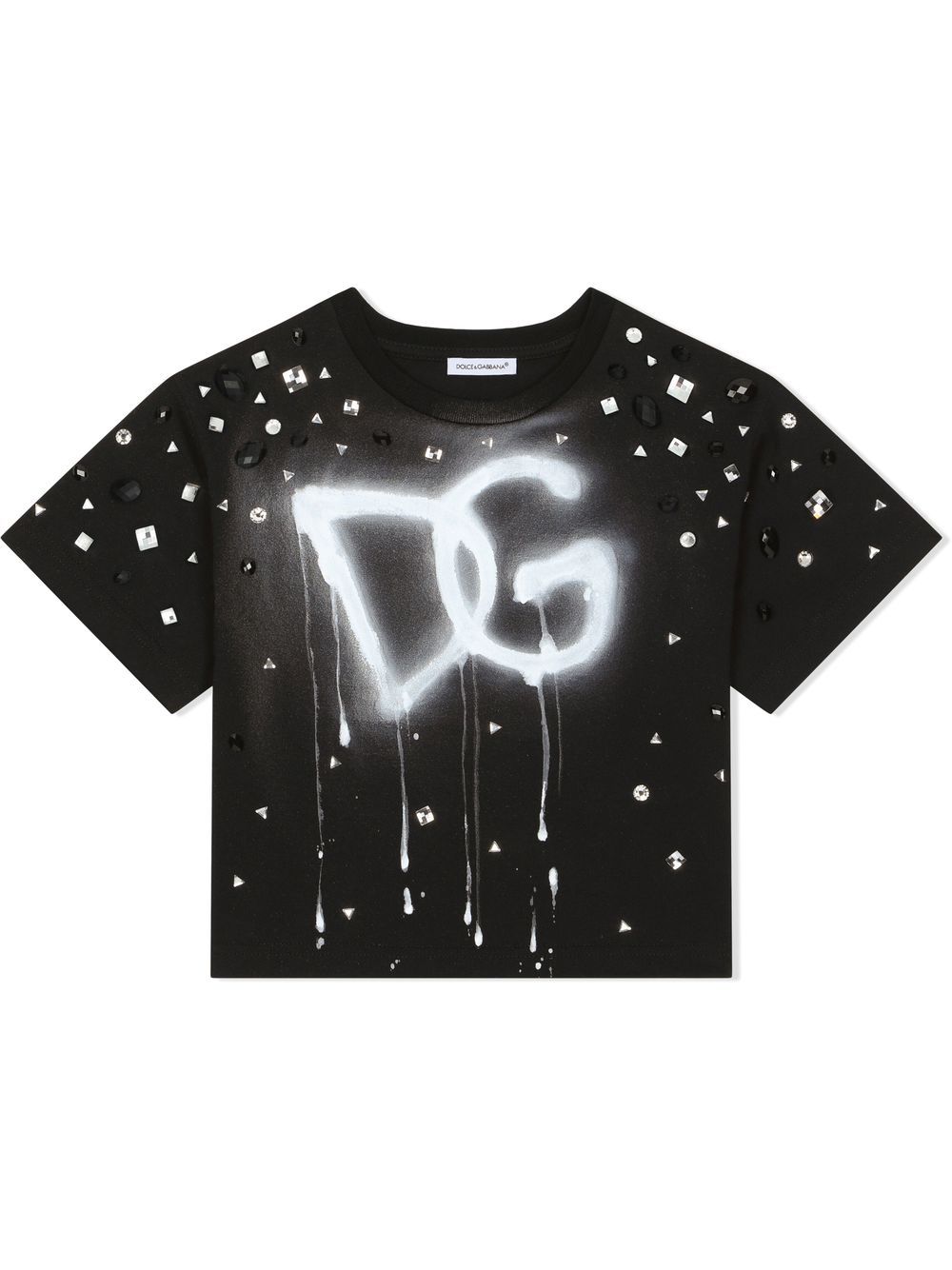 Embellished logo-print T-shirt - Black