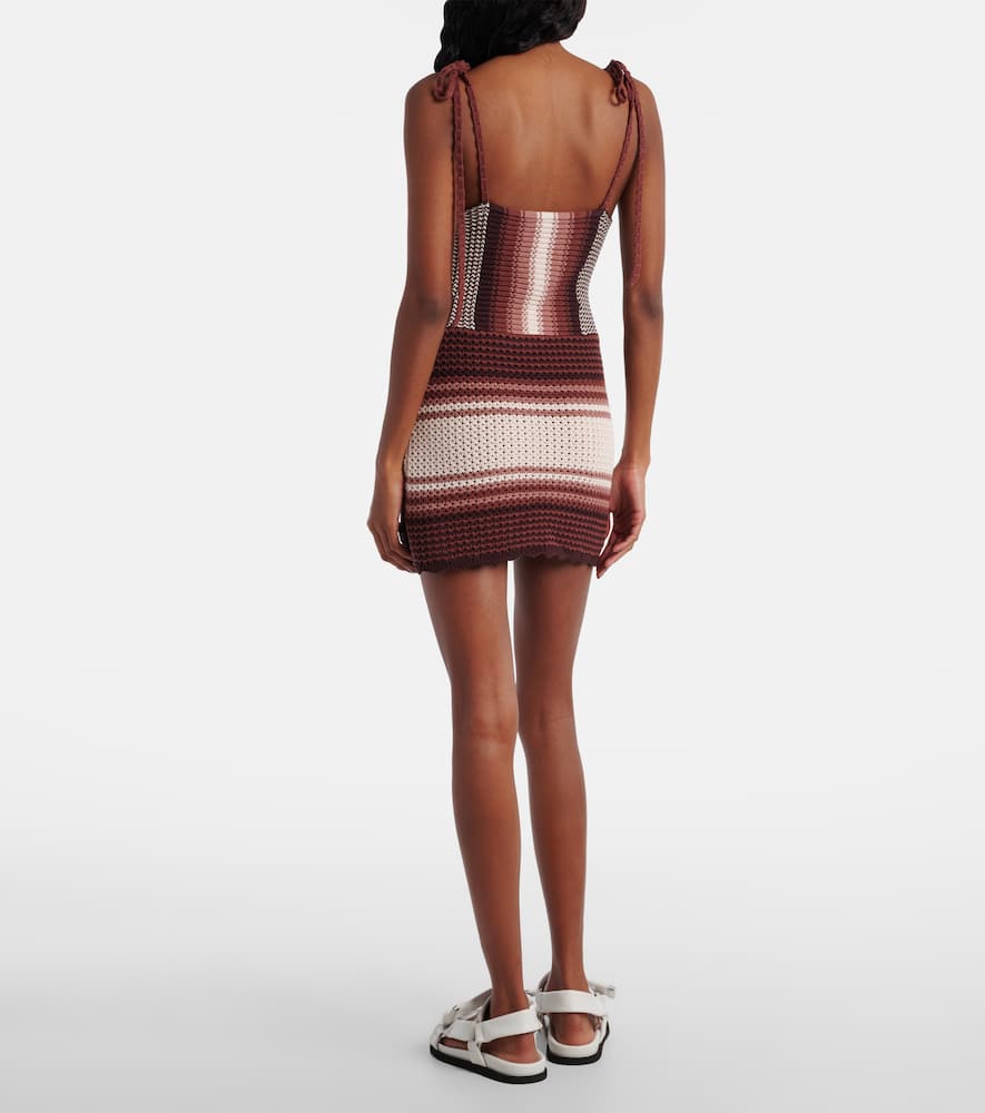 Crochet striped cotton minidress