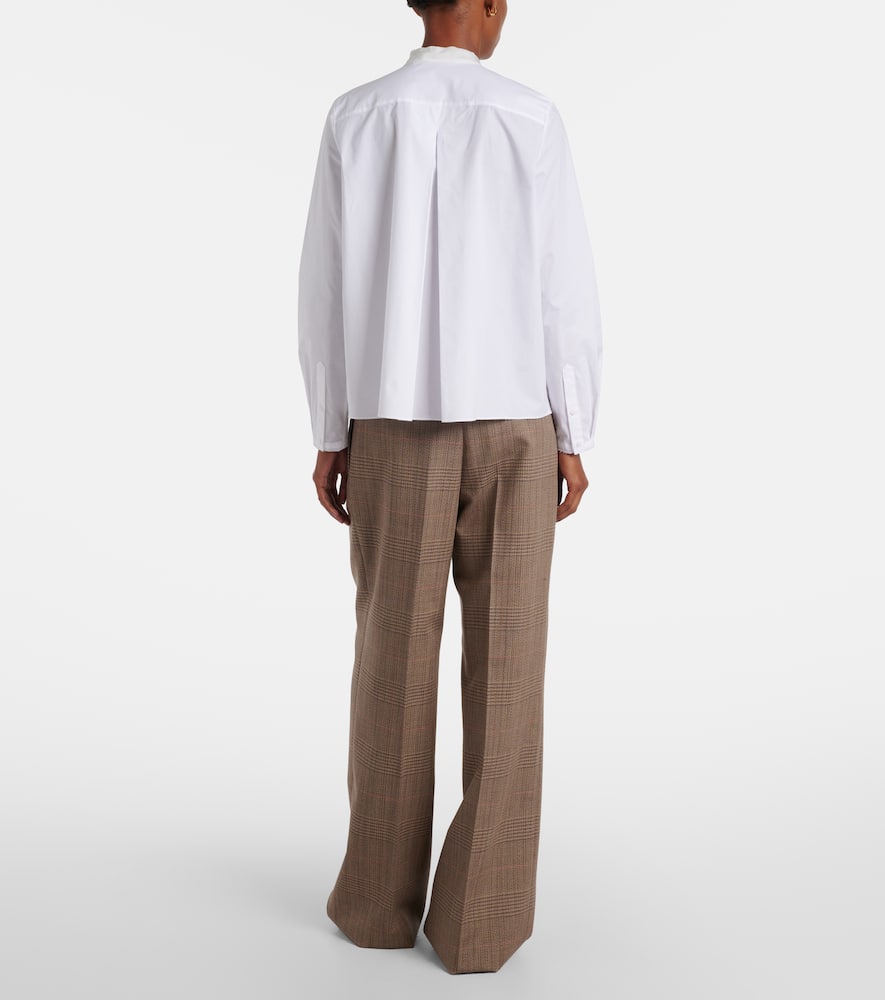 Pure Power bow-detail cotton-blend poplin shirt